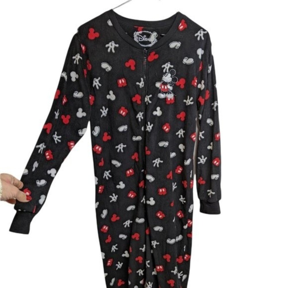 Disney Women Sleepwear Mickey Mouse Magic Fleece Footed One-Piece Black S